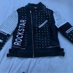AKIRA Rockstar Studded Black and White Jacket